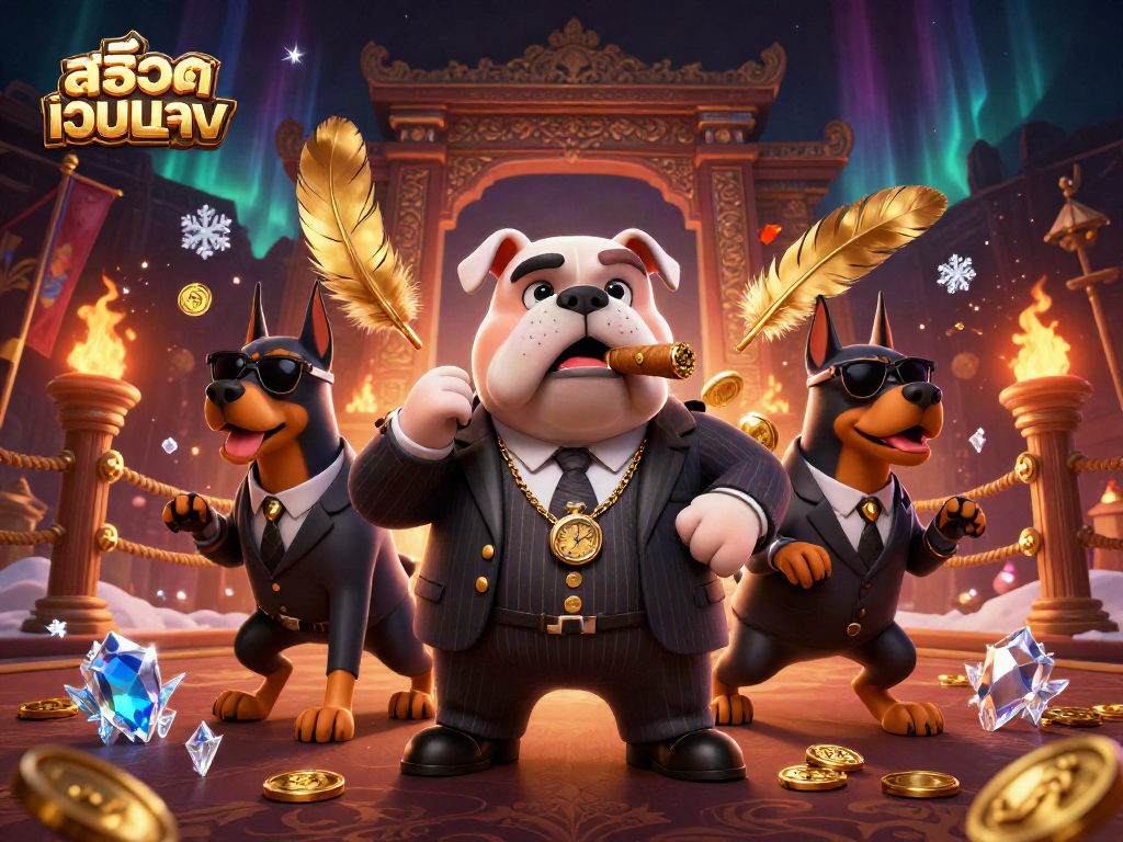 Experience thrilling action in the world of สล็อตเว็บตรง with our vibrant illustration featuring a mafia-themed scene.