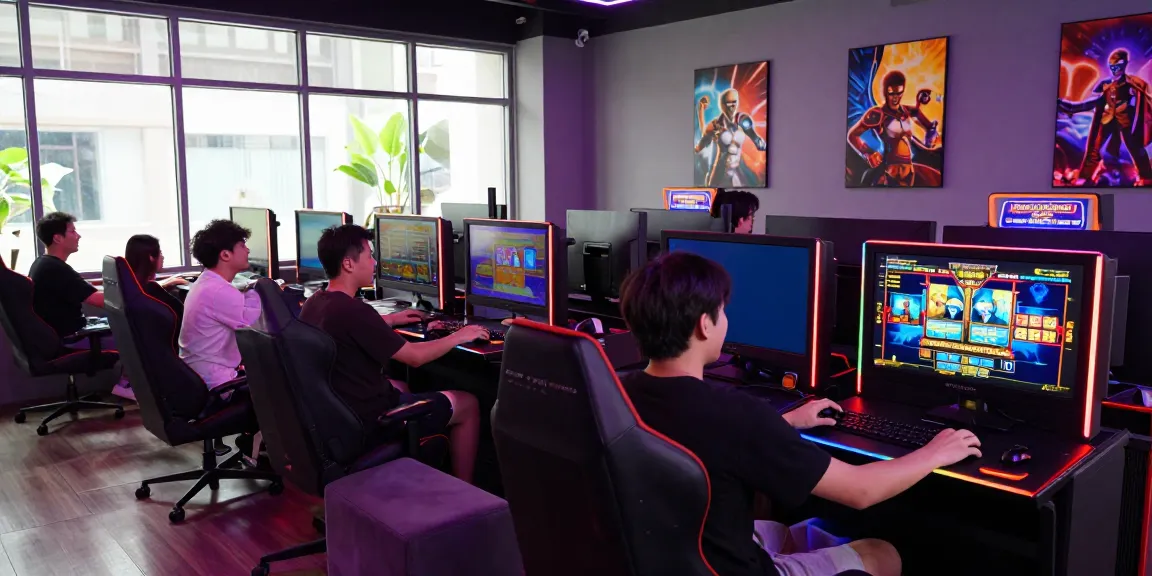 Friends enjoying exciting slot server thailand games in a vibrant gaming lounge atmosphere.