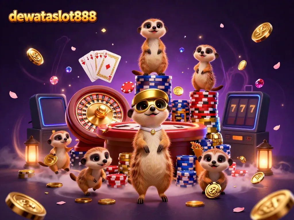 Permainan tembak ikan dan slot online di dewataslot888 dengan koin berharga yang berterbangan.