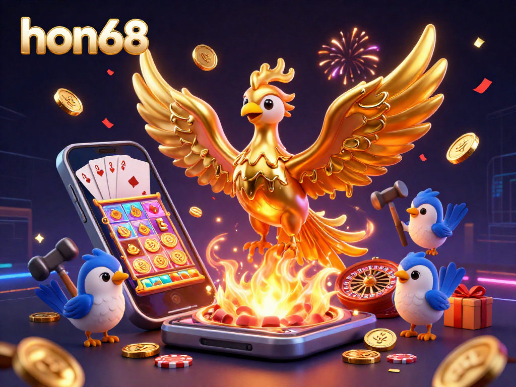 Experience the golden wealth of hon68 with dynamic casino elements and vibrant energy.