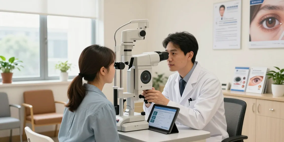 SNU Eye Clinic's ophthalmologist providing personalized eye examination in a modern, welcoming environment.