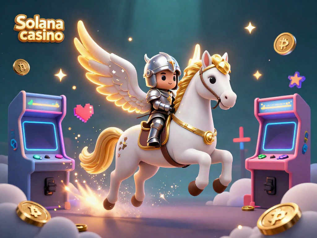 Experience the thrill of solana casino with magical gaming characters in a vibrant cloud-filled scene.