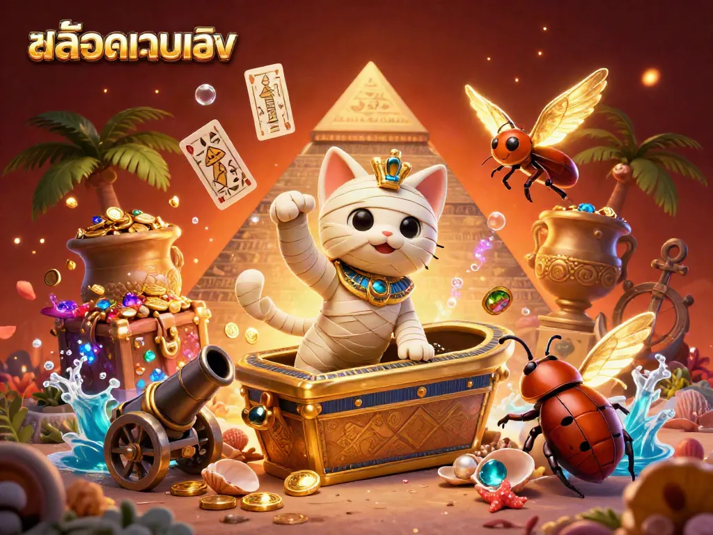Experience the thrill of สล็อตเว็บตรง in this vibrant casino scene with lively characters and dynamic game elements.