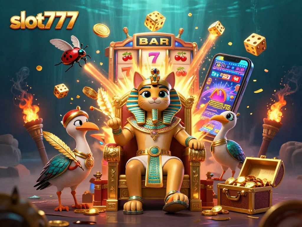 Slot777 mempersembahkan jackpot berdarah dengan mesin slot 3D penuh gemerlap dan koin emas.