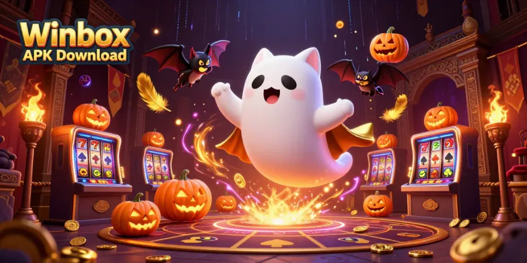Winbox APK Download - Play casino games with vibrant characters in a haunted casino mansion