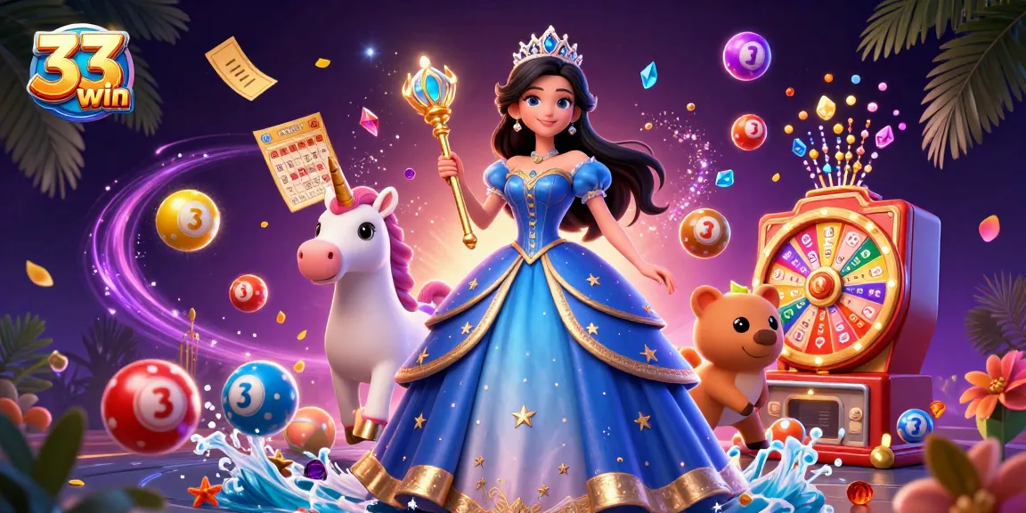 Engage with 33win's captivating online casino experience through magical elements and vibrant lottery action.