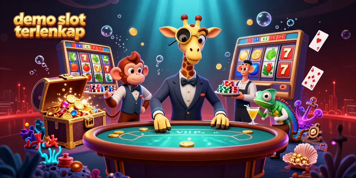 Play the demo slot terlengkap with vibrant characters and exciting casino elements in a rich 3D scene.