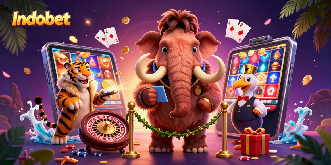 Gambarlah Indobet dengan bouncer mammoth dan tamu VIP sabertooth di kasino.