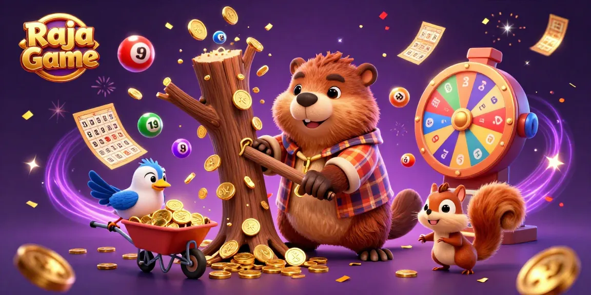 Play exciting games on Raja Game with a vibrant scene featuring cartoon characters while winning rewards.
